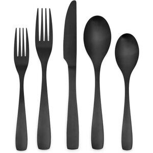 Matte Black Silverware 20 Piece, Spoon and Fork Set, Kitchen Cutlery Set